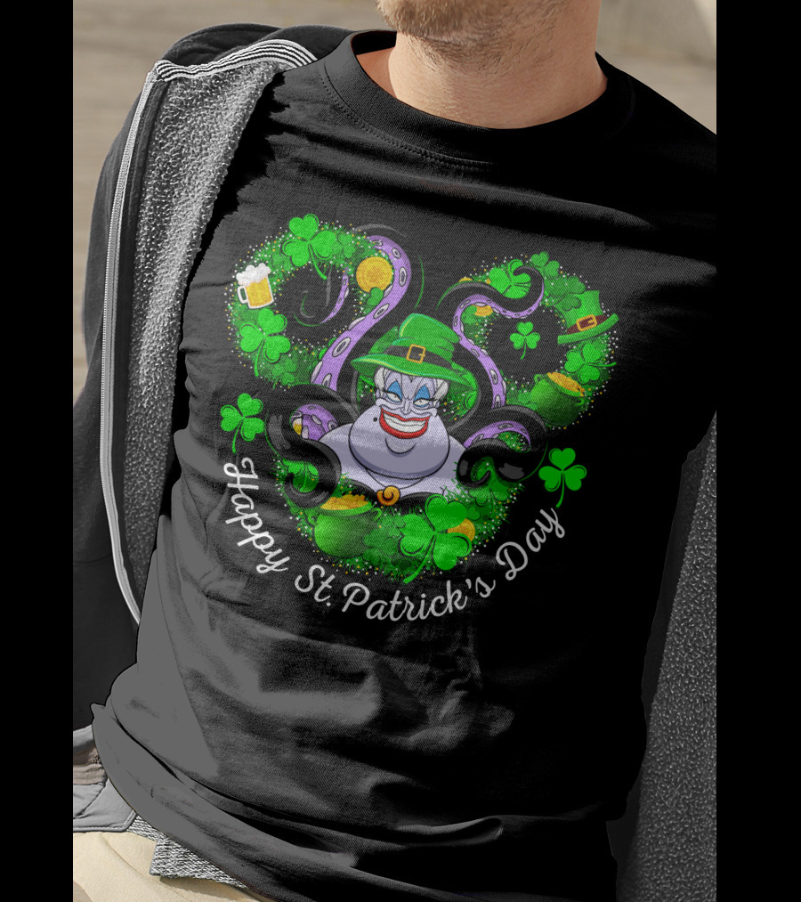 Happy St. Patrick's Day Ursula With Clovers And Gold T-Shirt