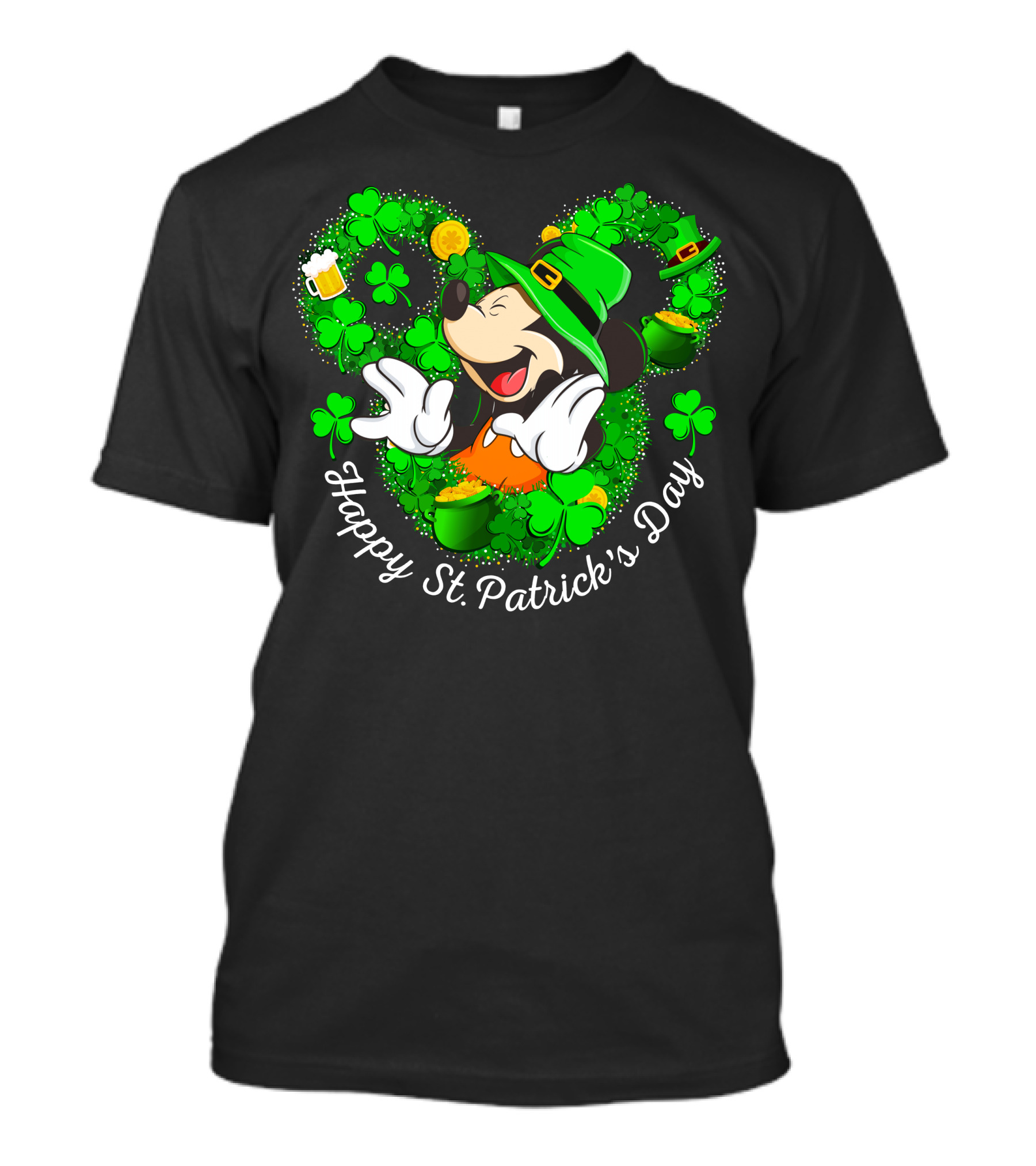 Happy St. Patrick's Day Mickey Mouse Shamrock Green Hat T-Shirt