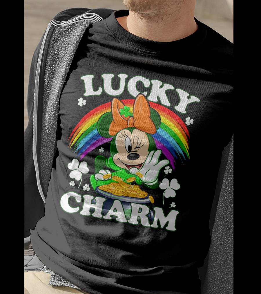 Lucky Charm Minnie Rainbow Coins And Shamrocks T-Shirt