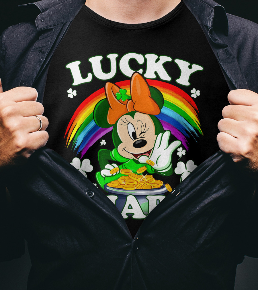Lucky Charm Minnie Rainbow Coins And Shamrocks T-Shirt