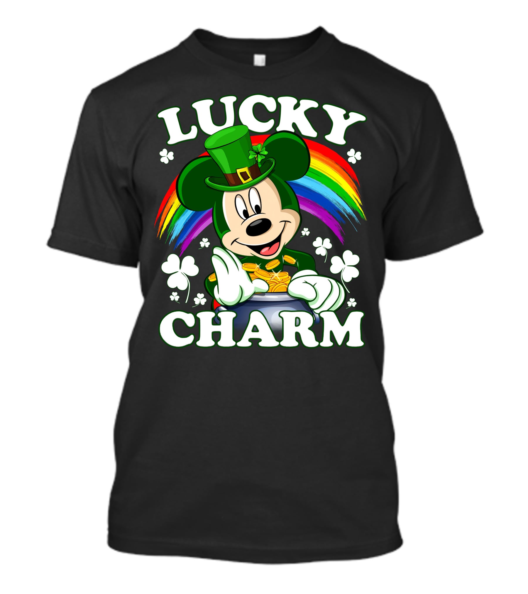Lucky Charm Mickey Rainbow Coins Shamrocks Hat T-Shirt