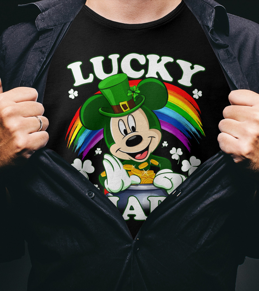 Lucky Charm Mickey Rainbow Coins Shamrocks Hat T-Shirt