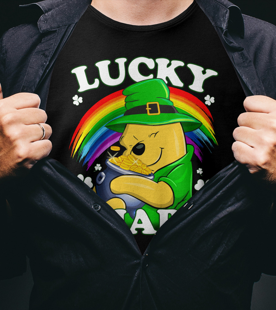Pooh Lucky Charm Rainbow Leprechaun Clover Gold T-Shirt
