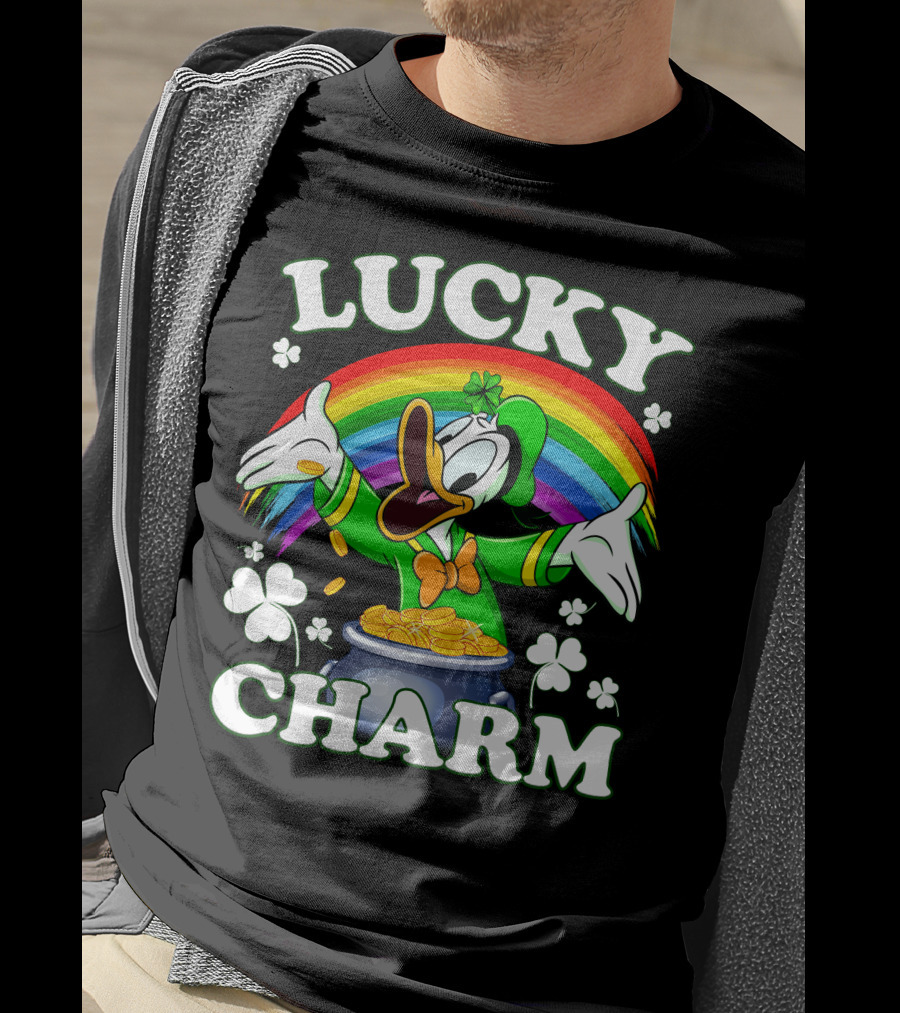Lucky Charm Donald Pot Of Gold Rainbow Clovers T-Shirt
