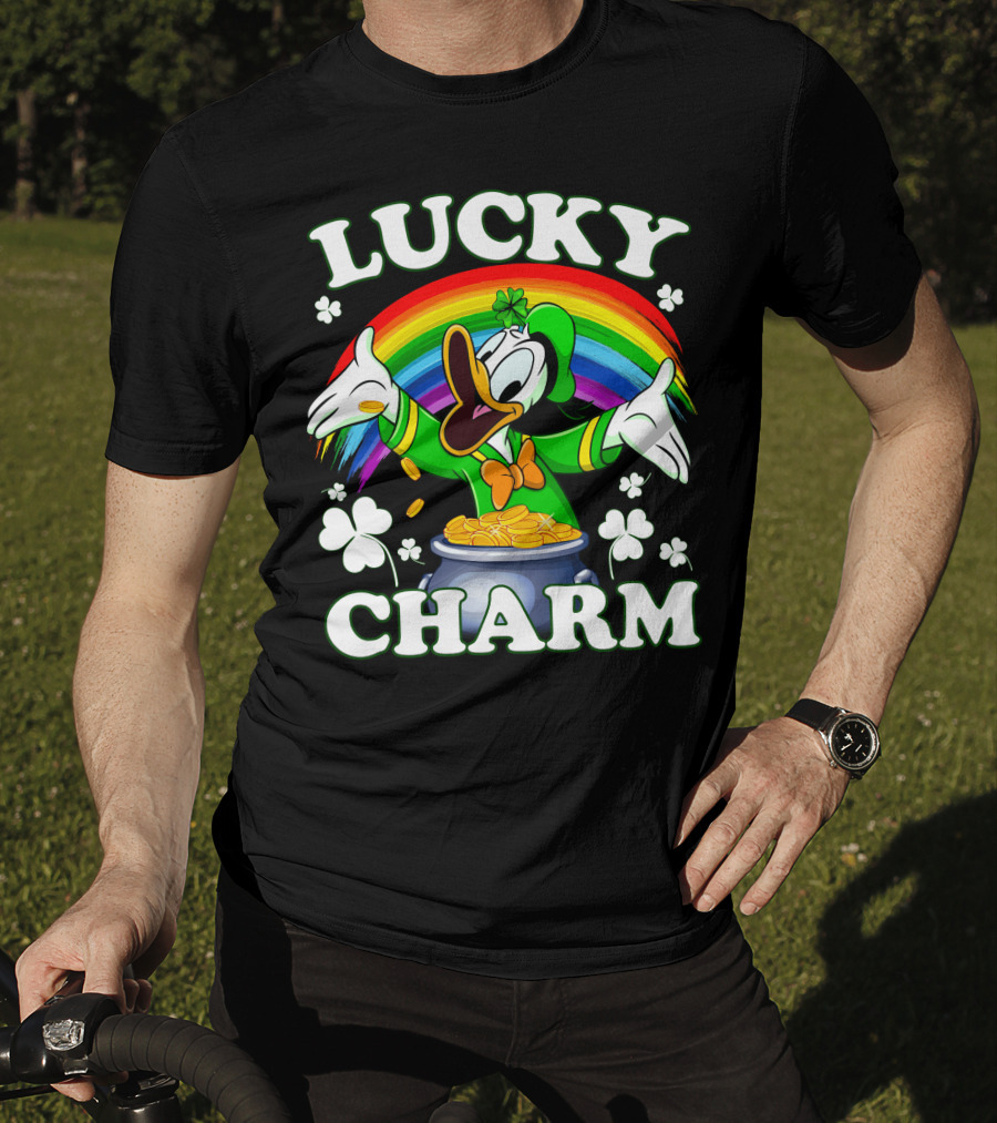 Lucky Charm Donald Pot Of Gold Rainbow Clovers T-Shirt