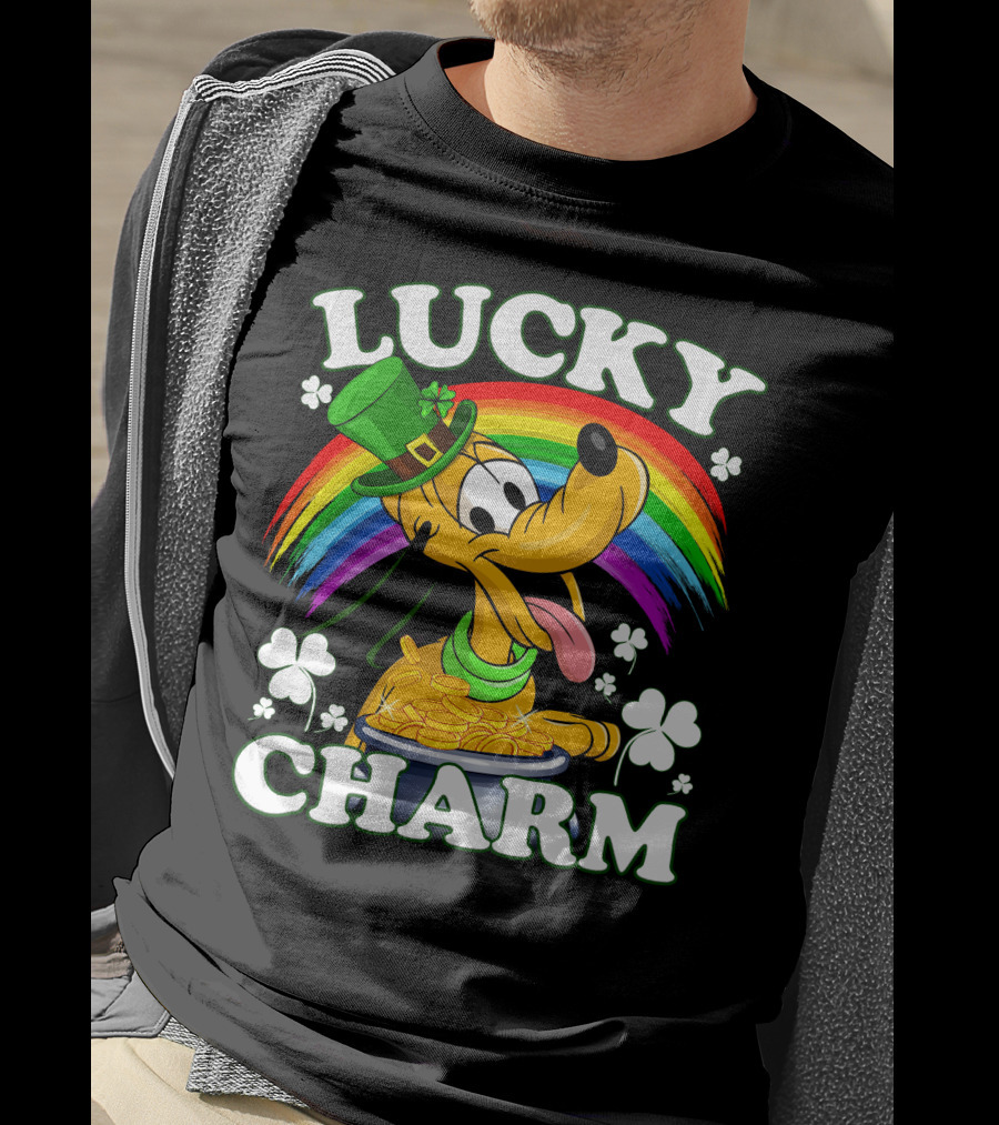 Lucky Charm Pluto Rainbow Clover Hat Coins T-Shirt