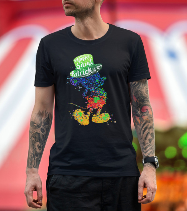 Premium T-Shirt: Happy Saint Patrick's Day Mickey Mouse Colorful T-Shirt Happy Saint Patrick's Day Mickey Mouse Colorful T-Shirt