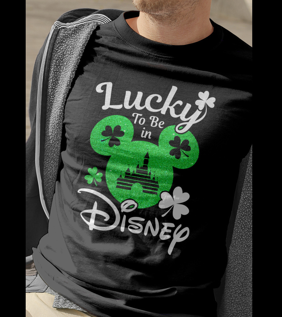 Lucky To Be In Disney Shamrock Castle Mickey Head T-Shirt