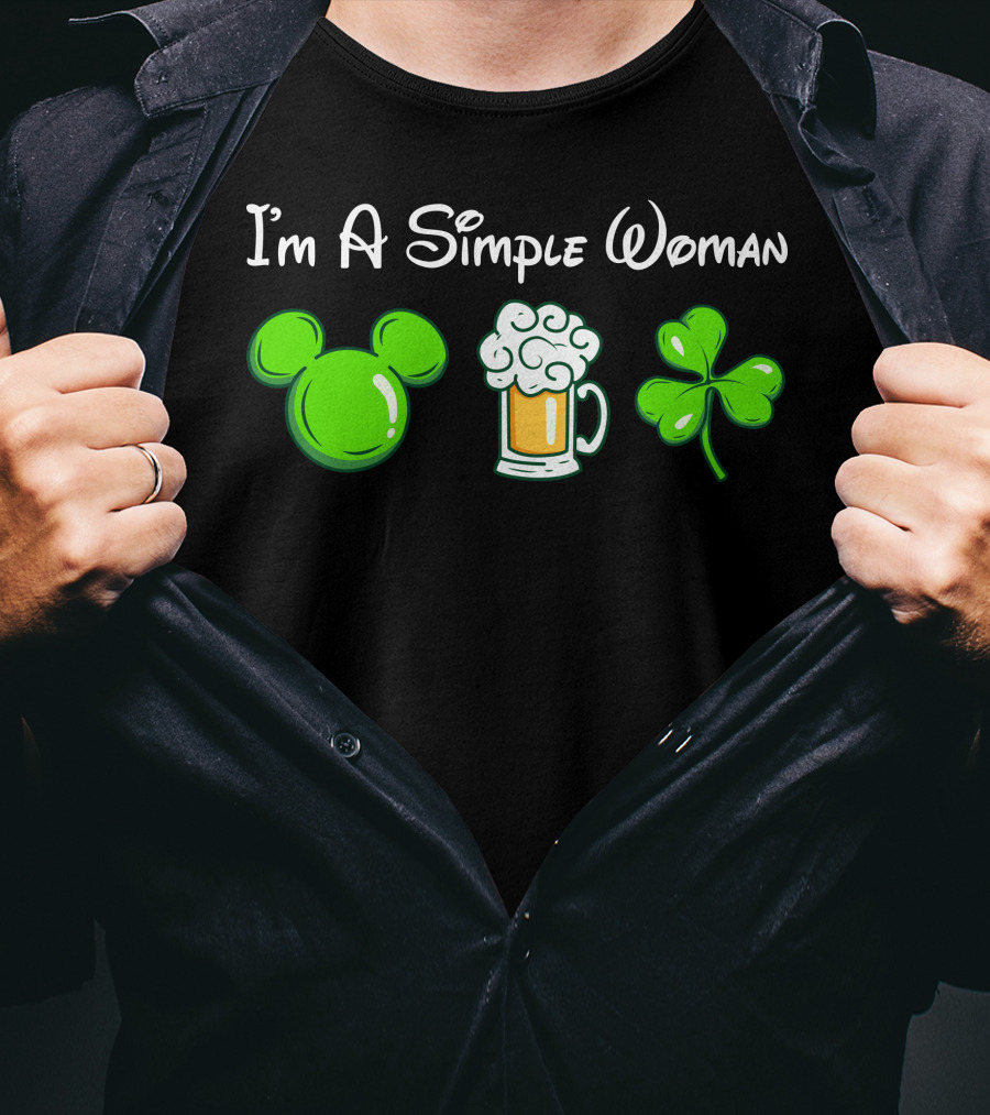 I'm A Simple Woman Mouse Ears Beer Shamrock T-Shirt