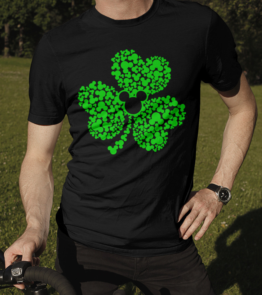 SHAMROCK Mouse Icon Themed St. Patrick's Day Green Flowers T-Shirt