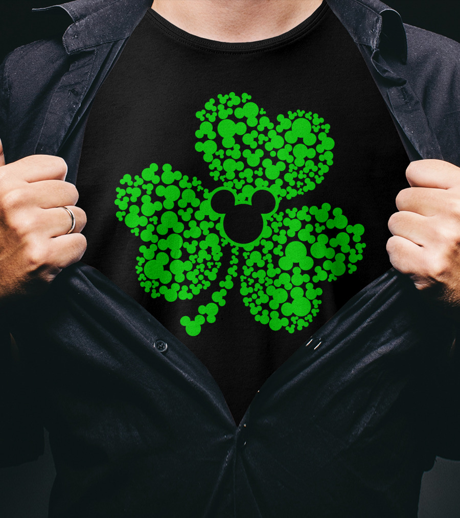 SHAMROCK Mouse Icon Themed St. Patrick's Day Green Flowers T-Shirt