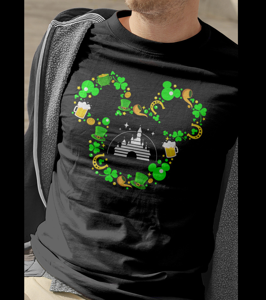 Mickey Mouse St. Patrick's Day Castle Shamrocks And Beer T-Shirt