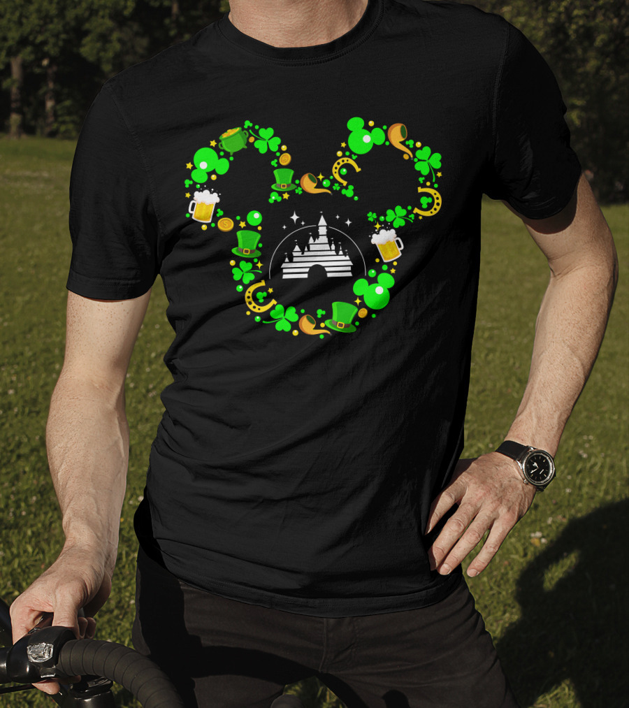 Mickey Mouse St. Patrick's Day Castle Shamrocks And Beer T-Shirt