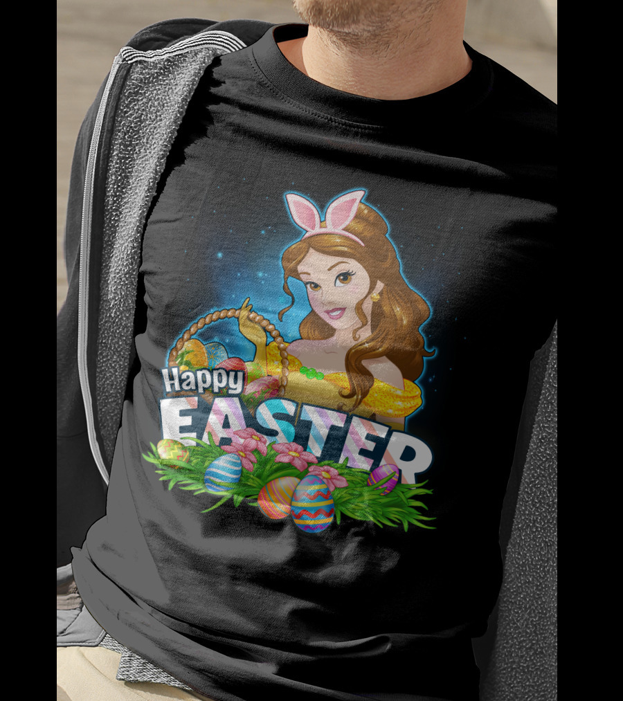 Bella Happy Easter Bunny Ears With Easter Eggs And Flowers T-Shirt