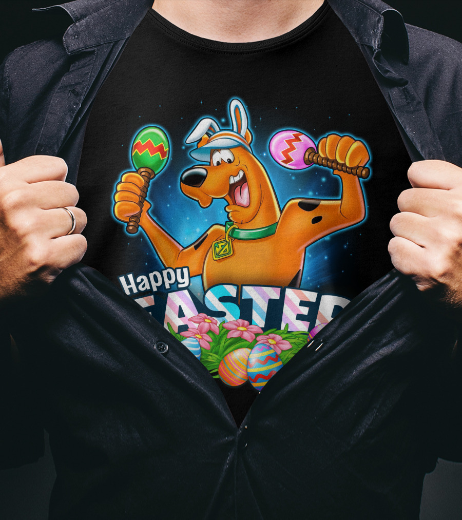 Scooby Doo Easter Celebration With Colorful Eggs And Maracas T-Shirt