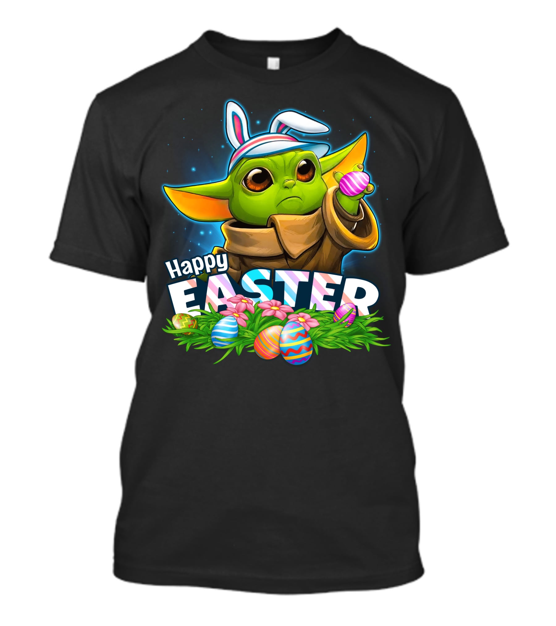 Yoda Happy Easter Bunny Ears Eggs Fandom Celebration T-Shirt