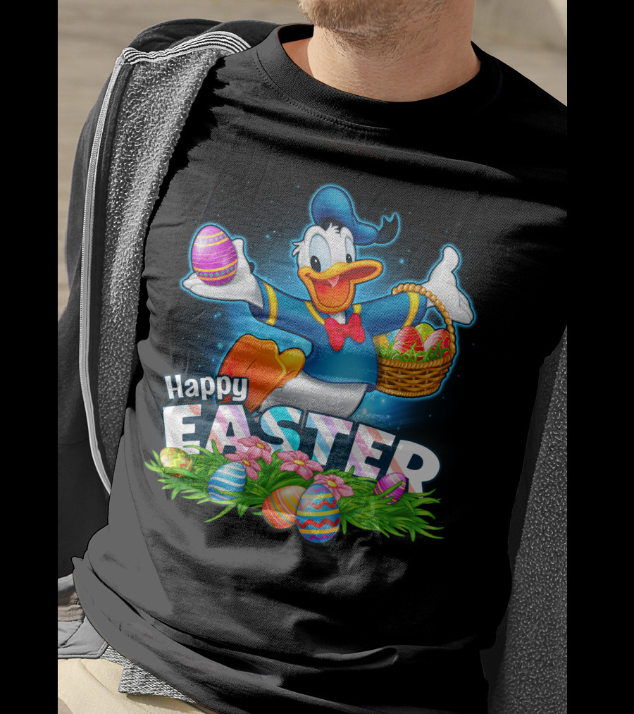 Donald Happy Easter With Colorful Eggs And Basket T-Shirt