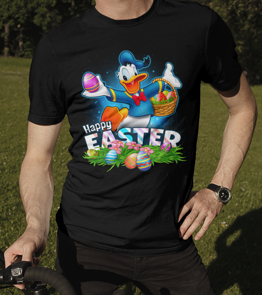 Donald Happy Easter With Colorful Eggs And Basket T-Shirt