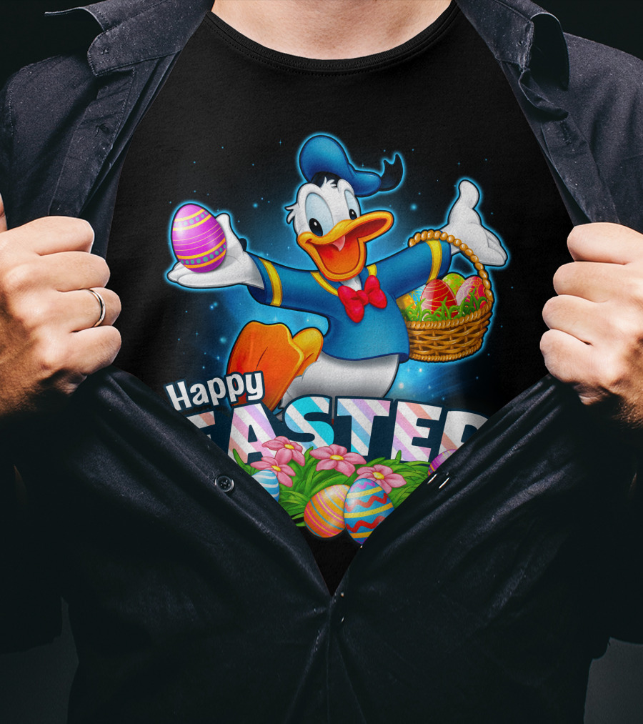 Donald Happy Easter With Colorful Eggs And Basket T-Shirt