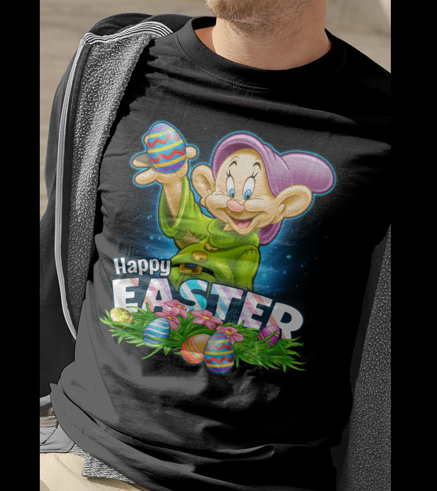 Dopey Happy Easter Colorful Eggs And Flowers T-Shirt