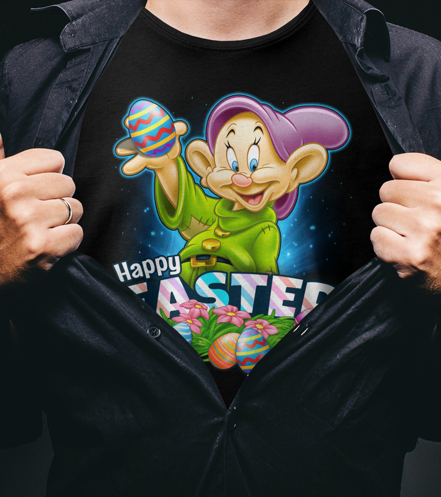 Dopey Happy Easter Colorful Eggs And Flowers T-Shirt