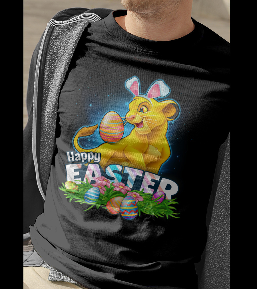 Simba Happy Easter With Colorful Eggs And Bunny Ears T-Shirt