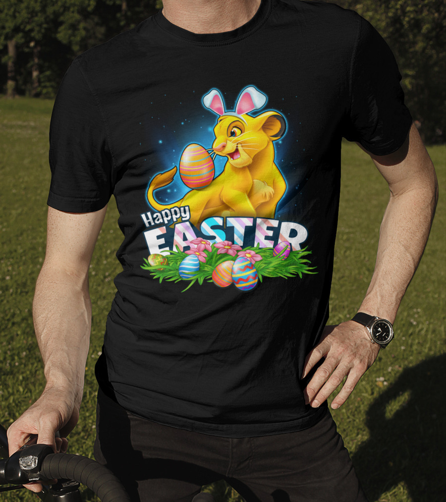 Simba Happy Easter With Colorful Eggs And Bunny Ears T-Shirt