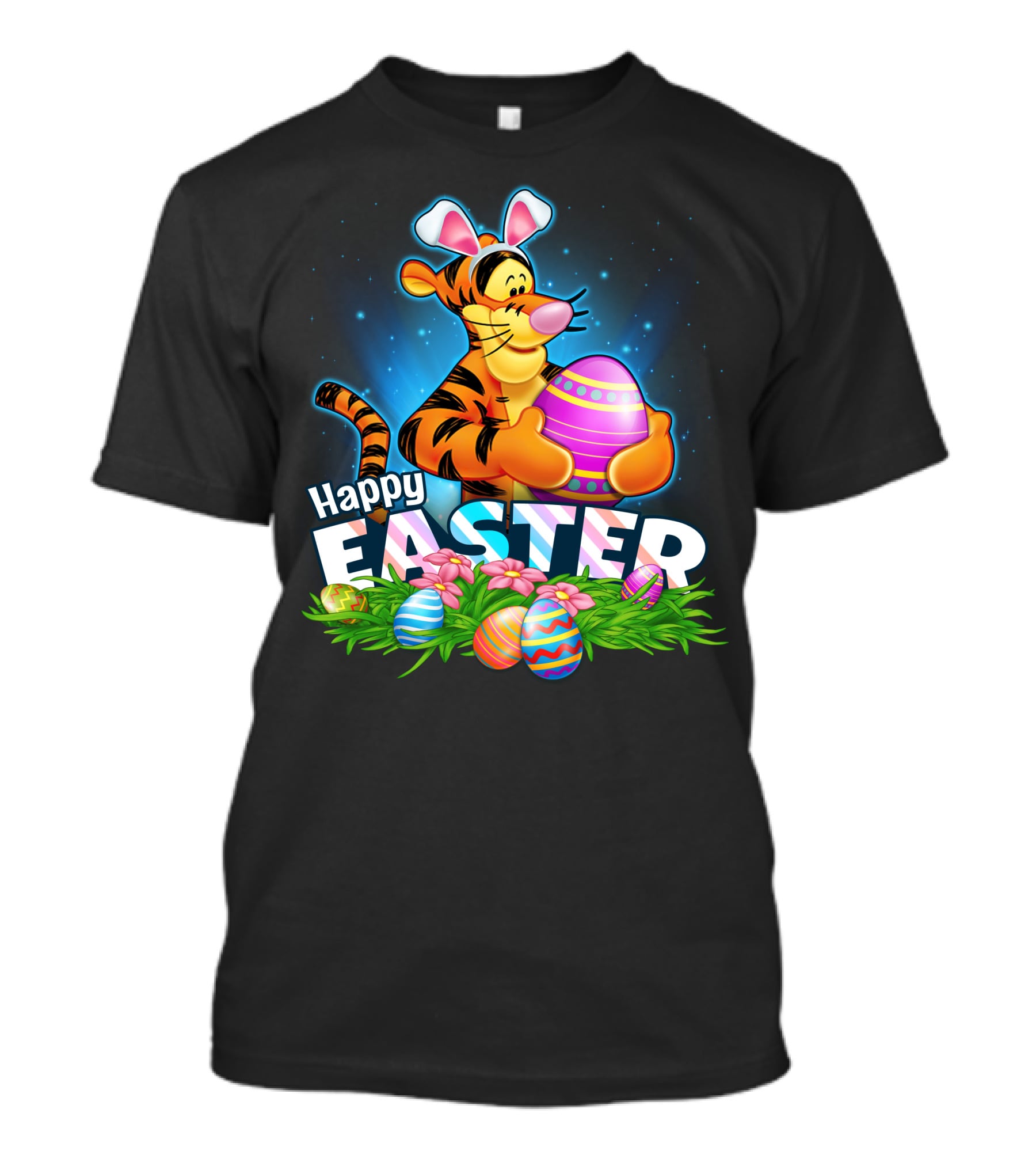 Happy Easter Tigger With Colorful Easter Eggs And Bunny Ears T-Shirt