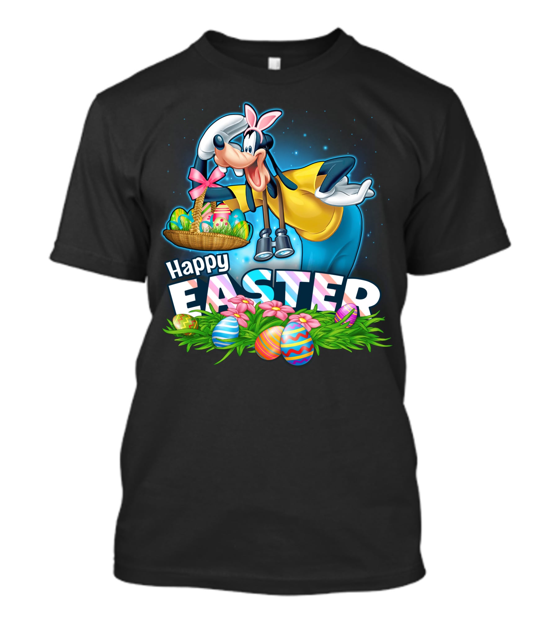 Happy Easter Goofy With Basket And Eggs T-Shirt