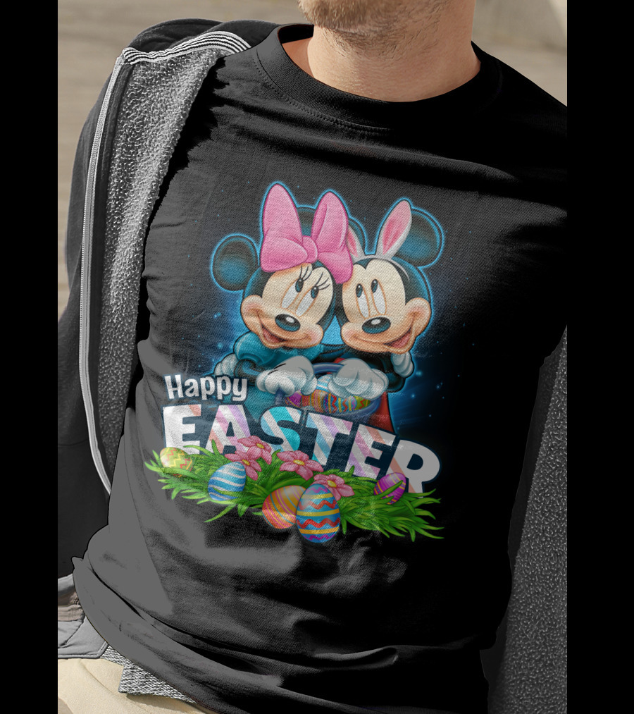 Happy Easter Mickey Minnie Colorful Egg Celebration T-Shirt