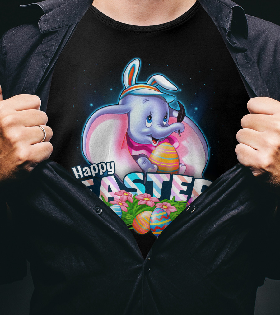 Happy Easter Dumbo With Colorful Easter Eggs T-Shirt