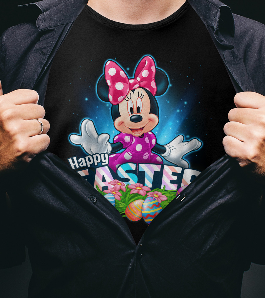 Minnie Mouse Happy Easter Eggs And Flowers Celebration T-Shirt