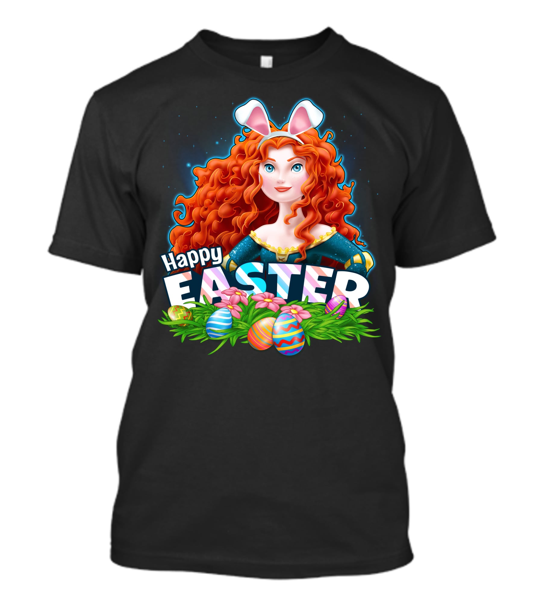 Merida Easter Celebration With Bunny Ears And Colorful Eggs T-Shirt