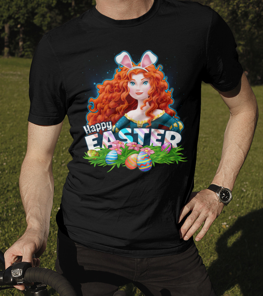 Merida Easter Celebration With Bunny Ears And Colorful Eggs T-Shirt