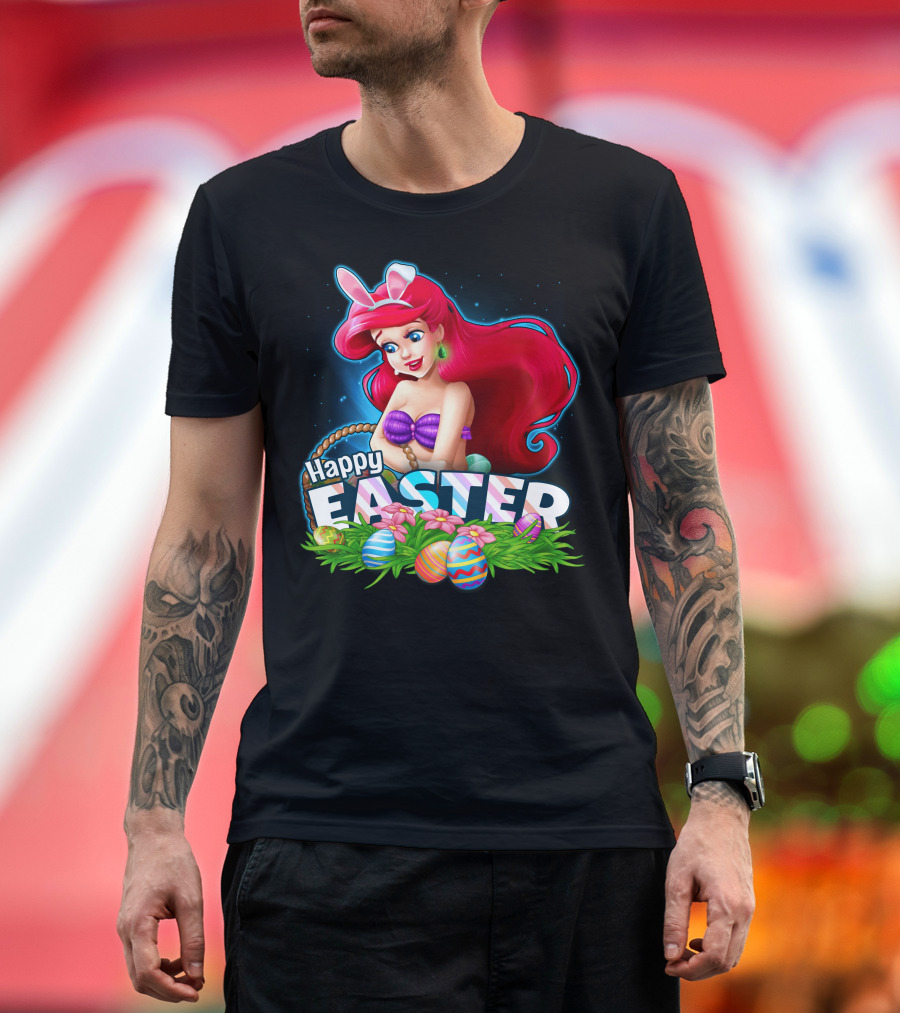 Happy Easter Ariel With Easter Eggs And Bunny Ears T-Shirt