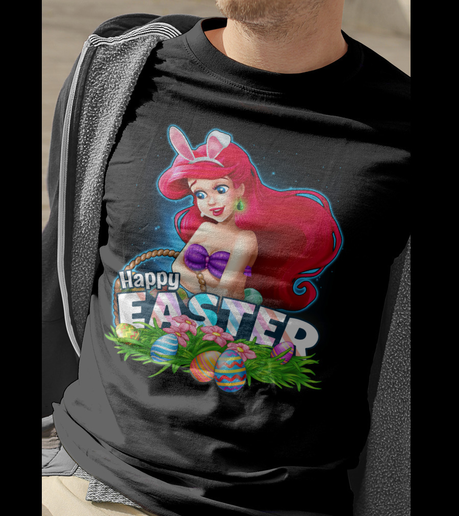 Happy Easter Ariel With Easter Eggs And Bunny Ears T-Shirt