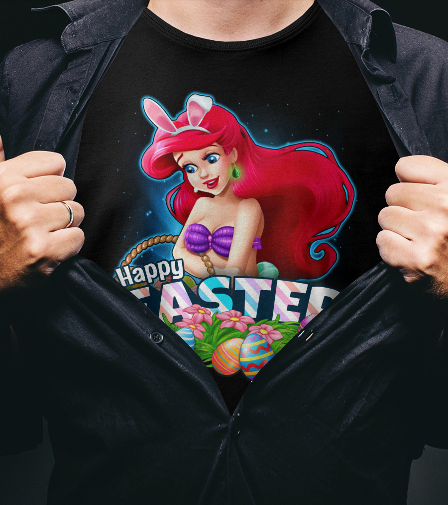 Happy Easter Ariel With Easter Eggs And Bunny Ears T-Shirt