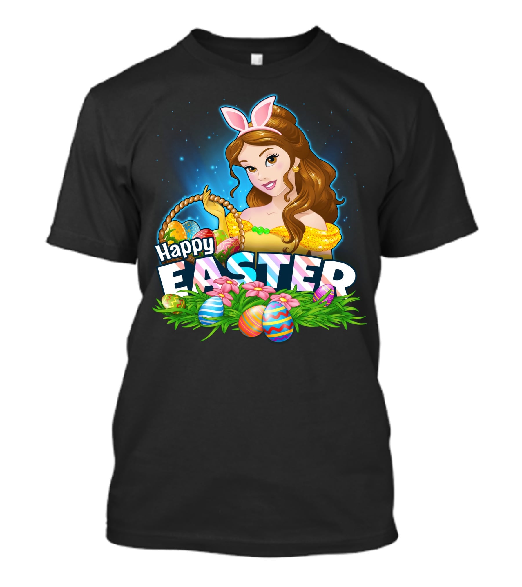 Happy Easter Bella Bunny Ears Basket And Painted Eggs T-Shirt