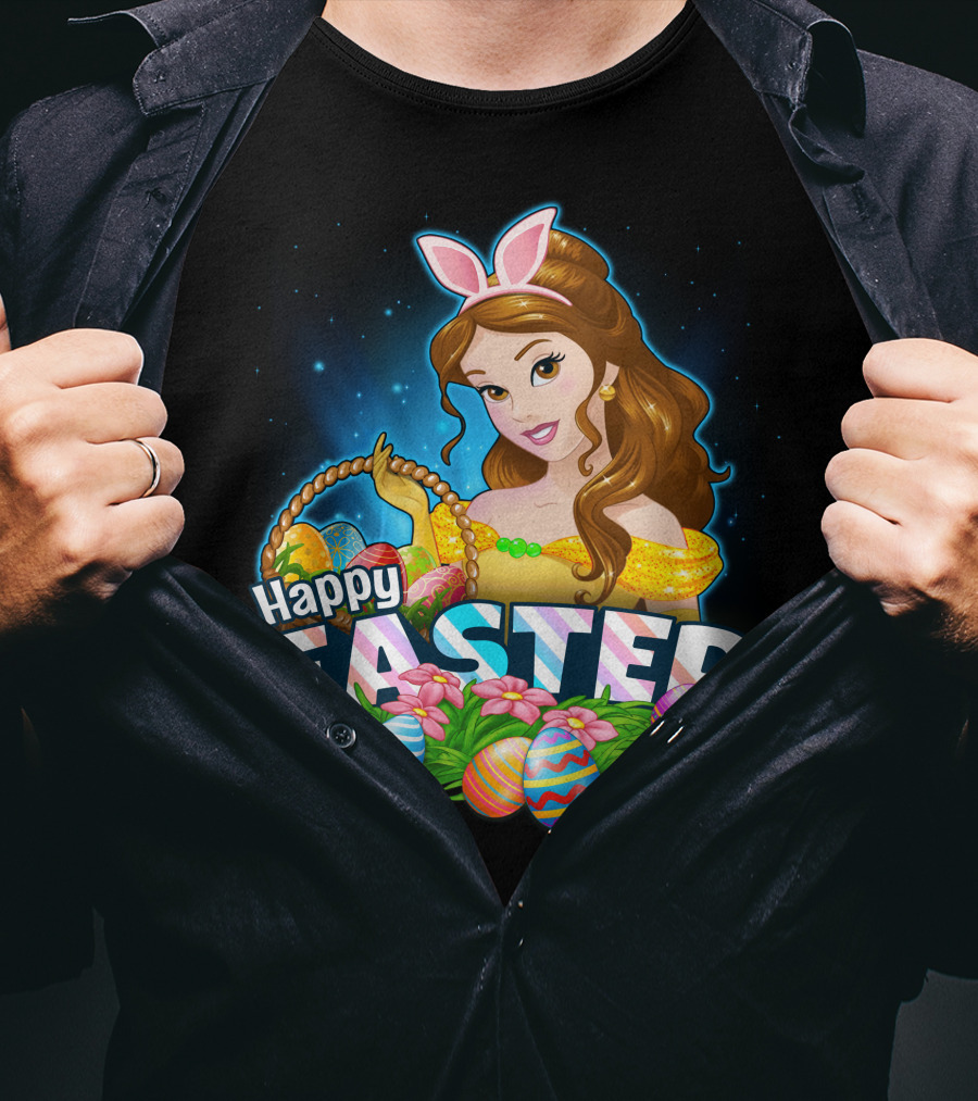 Happy Easter Bella Bunny Ears Basket And Painted Eggs T-Shirt