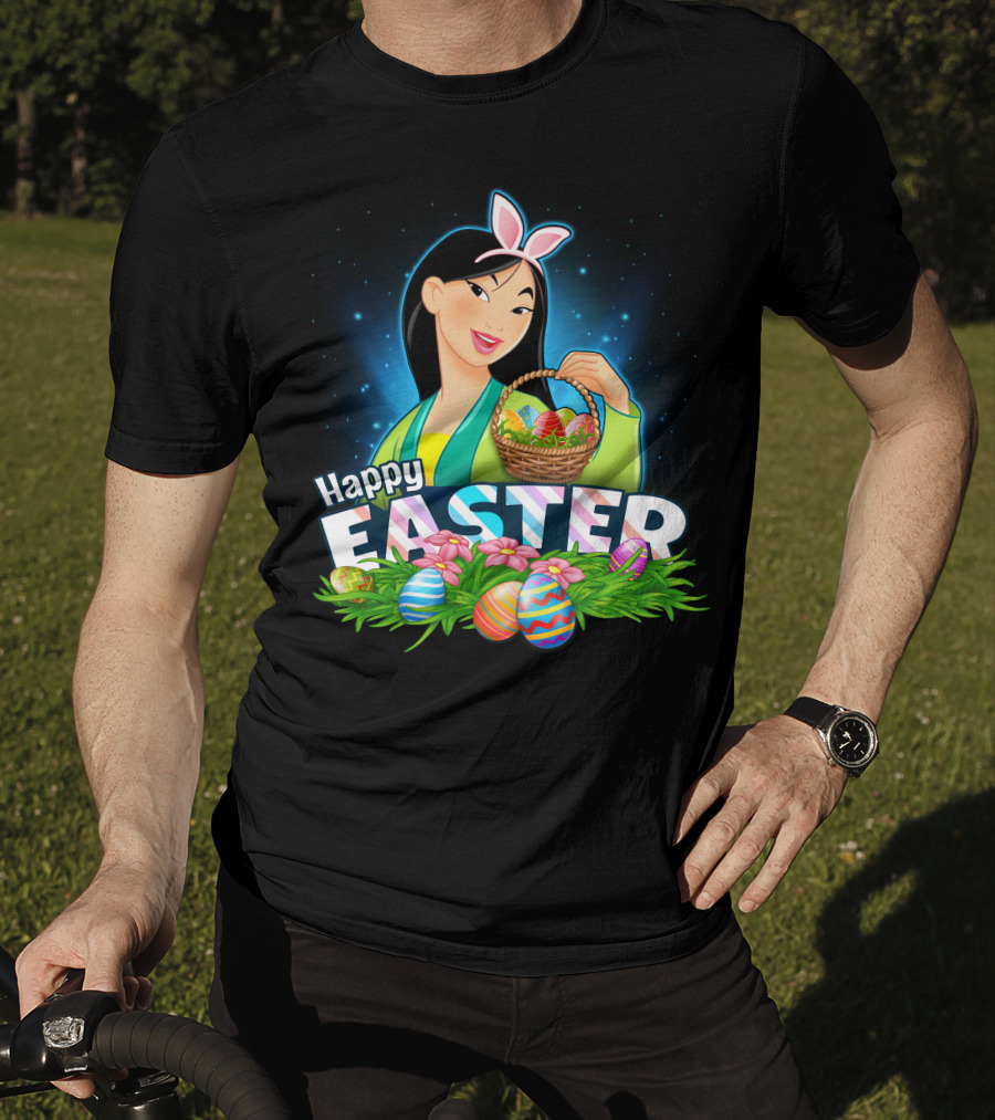 Happy Easter Mulan With Basket Of Colorful Eggs And Bunny Ears T-Shirt