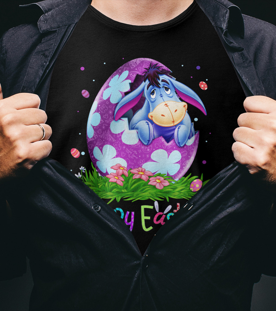 Eeyore Happy Easter Floral Egg And Flowers T-Shirt