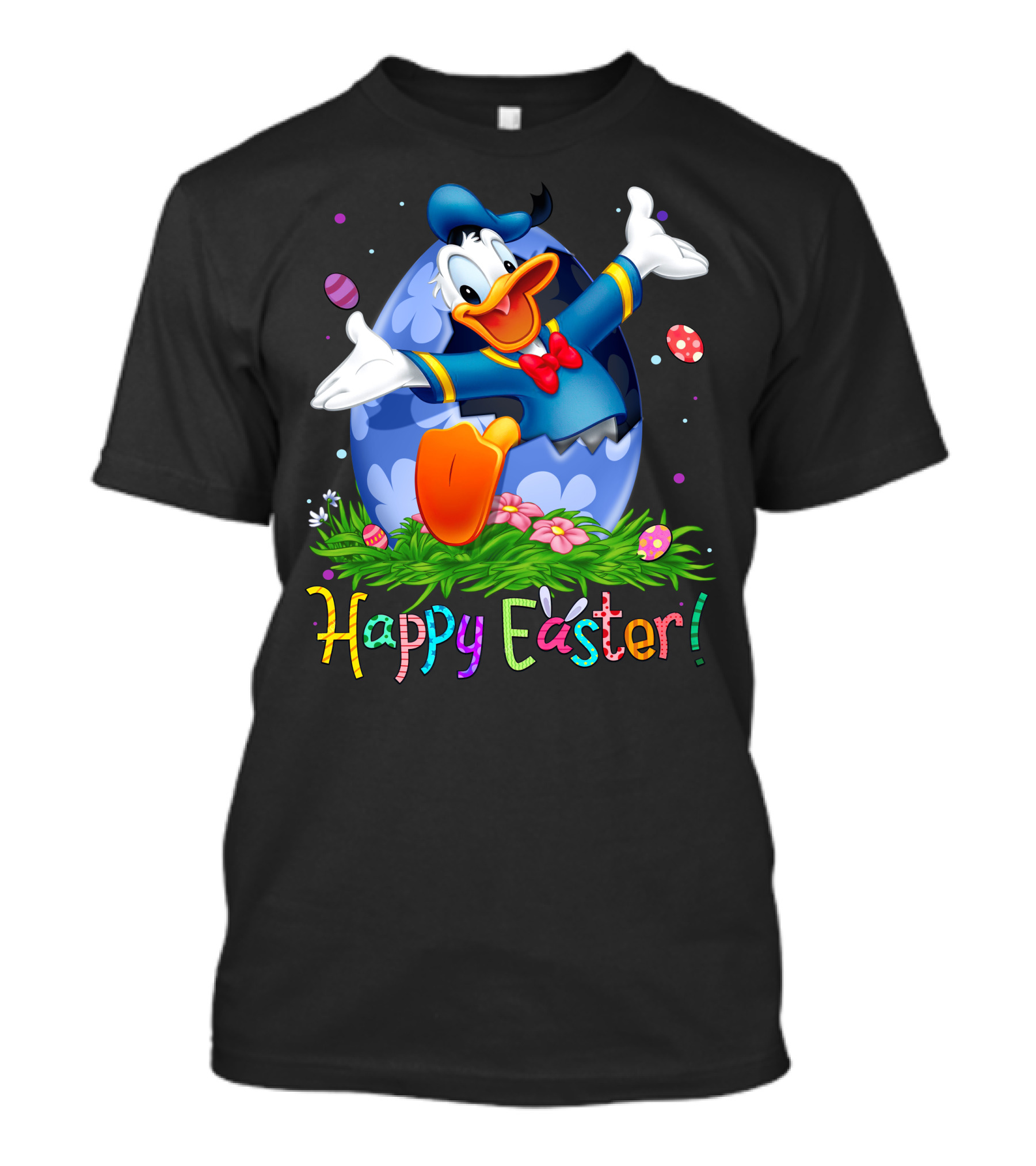 Happy Easter Donald Duck Celebration Egg And Flowers T-Shirt