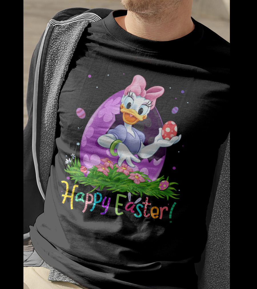Happy Easter Daisy Duck Egg And Flowers T-Shirt