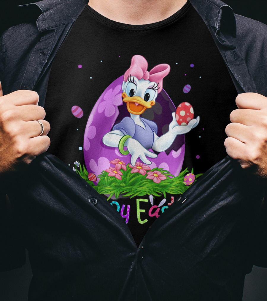 Happy Easter Daisy Duck Egg And Flowers T-Shirt