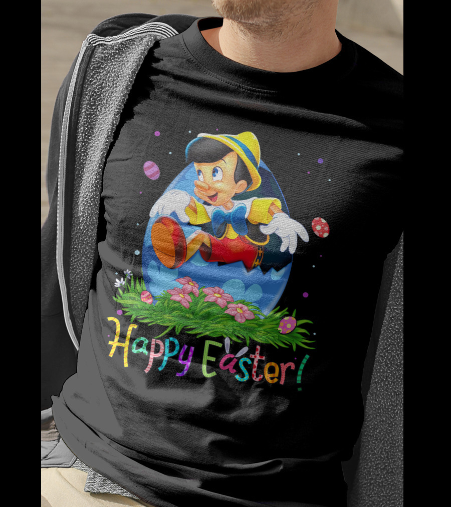 Happy Easter Pinocchio Egg And Flowers T-Shirt