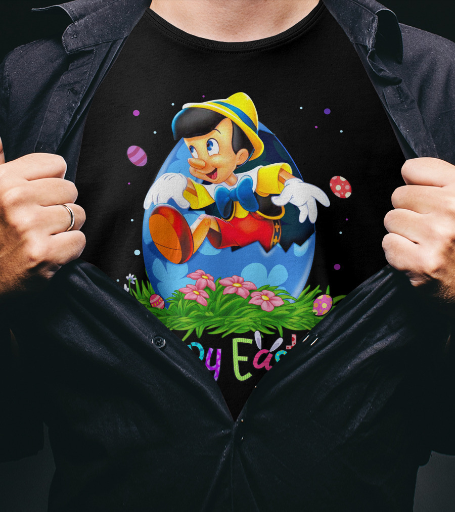 Happy Easter Pinocchio Egg And Flowers T-Shirt