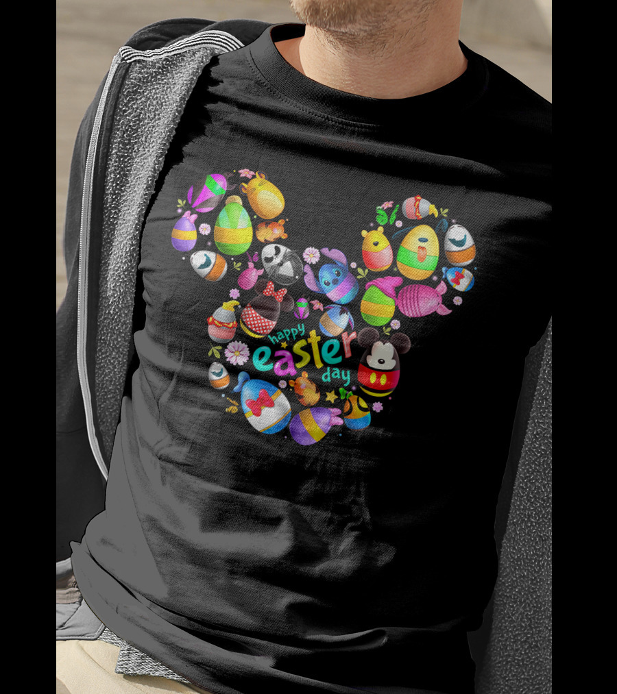 Disney Characters Easter Day Celebration In Iconic Mickey Ears Shape T-Shirt