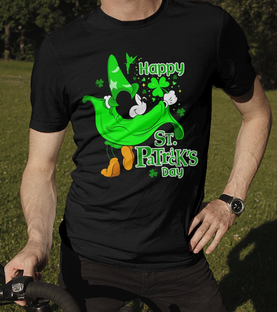 Happy St. Patrick's Day Mickey Fantasia Sparkling Clover And Shamrocks T-Shirt