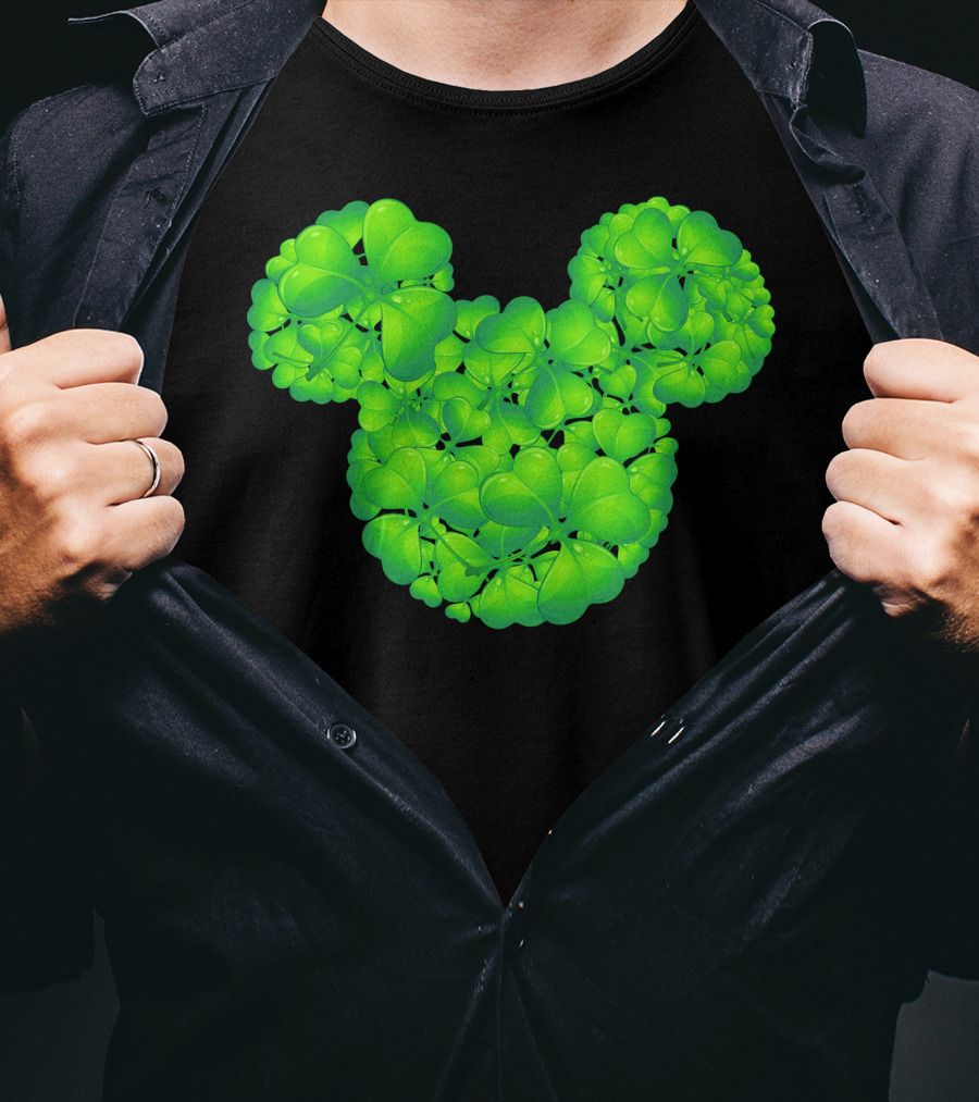 Mickey Shamrocks Green Clover Minnie Ears St. Patrick's Day T-Shirt