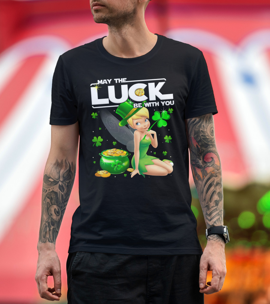 Tinkerbell May The Luck Be With You Shamrock And Pot Of Gold T-Shirt